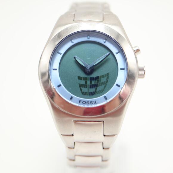 Fossil Big Tic Womens Y2K Ana Digi 32mm Watch Stainless Steel w New Battery - Picture 5 of 12